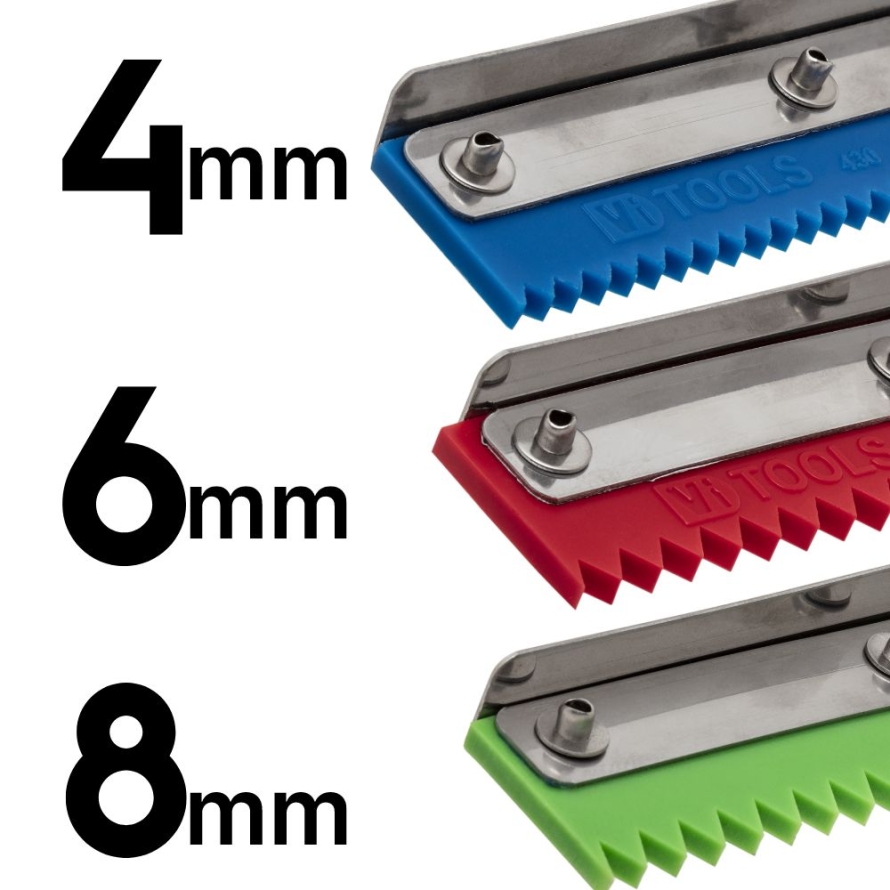 Vi Tools PU V Notched Serrated Squeegee 4mm 6mm 8mm